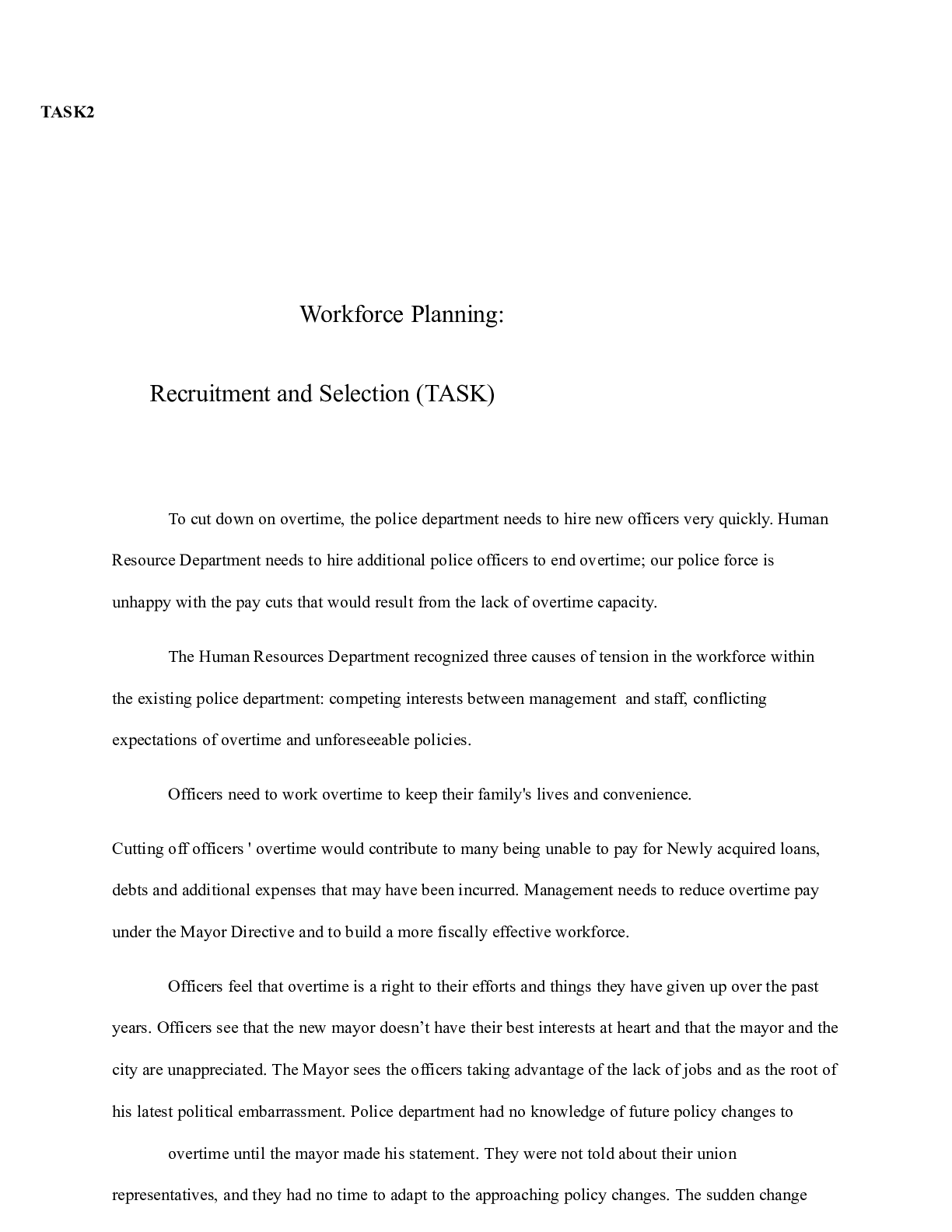 Preview image of Workforce Planning Task 2.docx  TASK2                           Workforce Planning: Recrui document